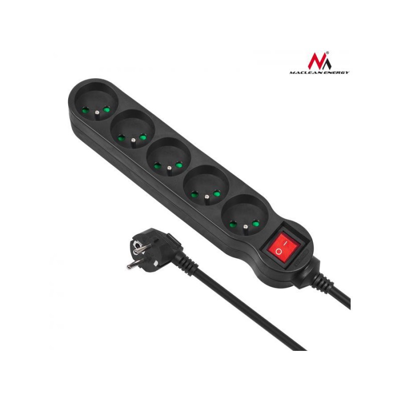 Maclean Listwa zasilająca 5g 5m MCE185 2300W czarn