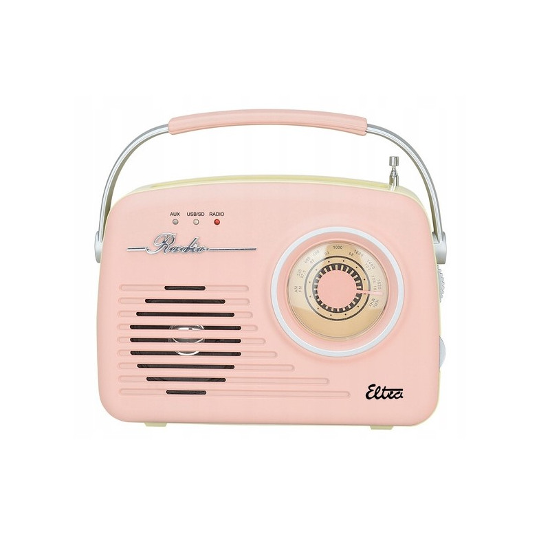 Radio Eltra Luiza retro różowa USB/SD/MP3 akumulat