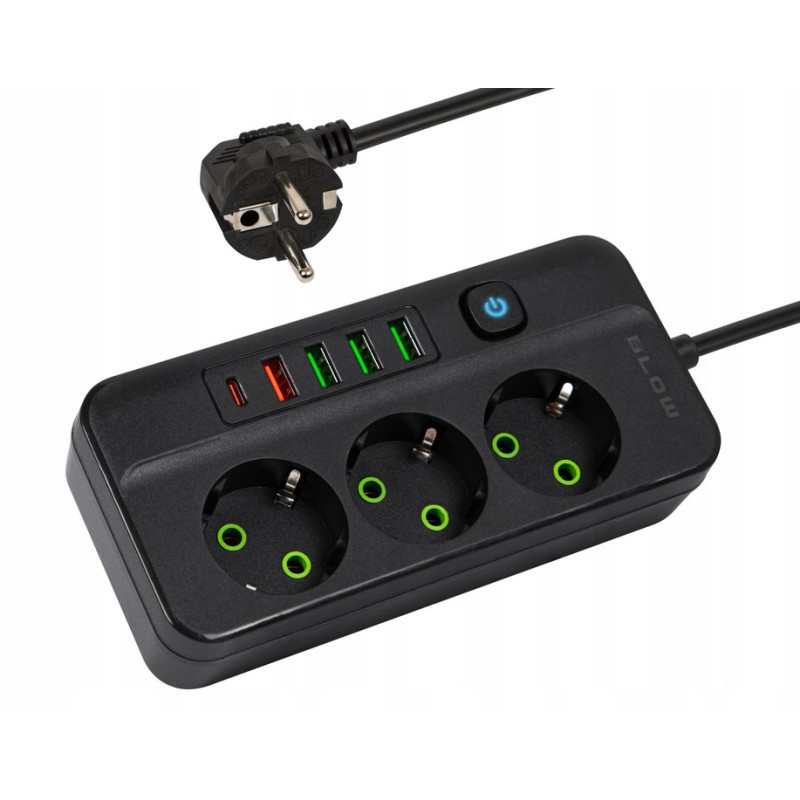 PRZEDŁUŻACZ LISTWA ZASILAJĄCA WŁĄCZNIK 4x USB 3 GN