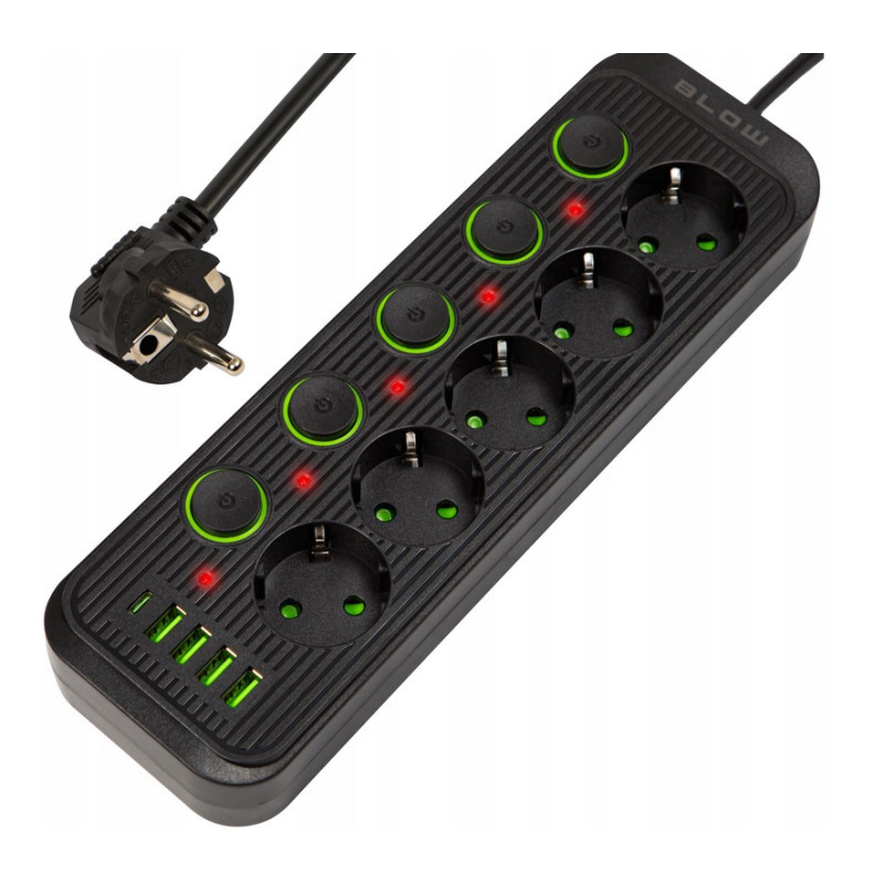 PRZEDŁUŻACZ 4x USB 5 GNIAZD 3m USB ŁADOWARKA TYP-C